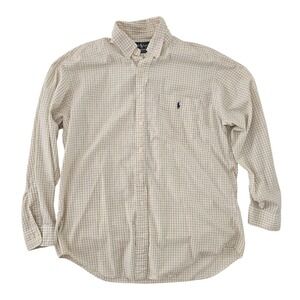 Ralph Lauren Yarmouth Mens 16.5 34/35 Yellow Navy Tattersall Check‎ Cotton Shirt